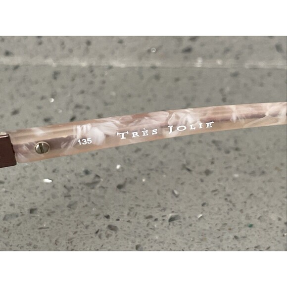 TRES JOLIE 154 501 PINK IVORY MARBLE FRAMES ONLY EYEGLASSES full rim 53-16-135 - Picture 7 of 14